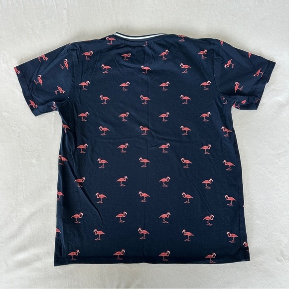 Cactus Boys Christmas Flamingo T-Shirt Navy Blue Size 11/12 Holiday Santa Hat - Picture 2 of 7